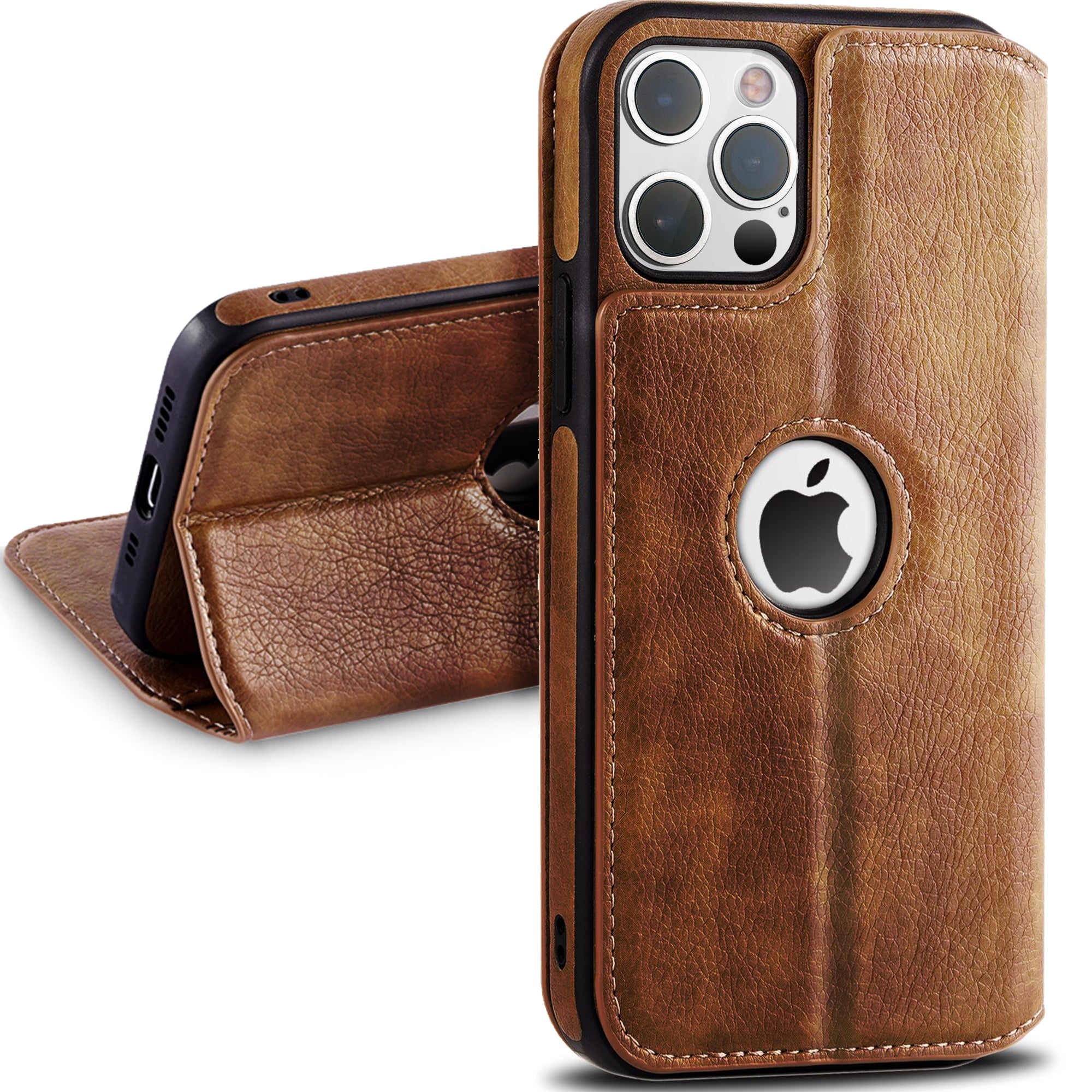ORRO iPhone 15 Series Case - Vegan Leather Wallet Flip