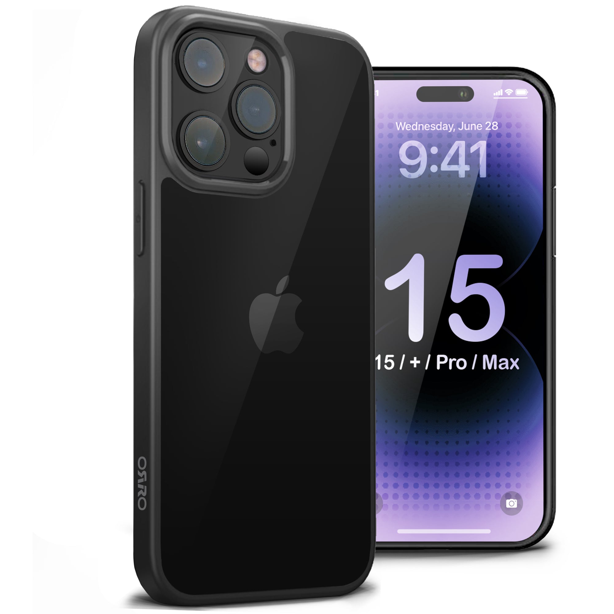 ORRO iPhone 15 Series Case - Black Edge Clear Back