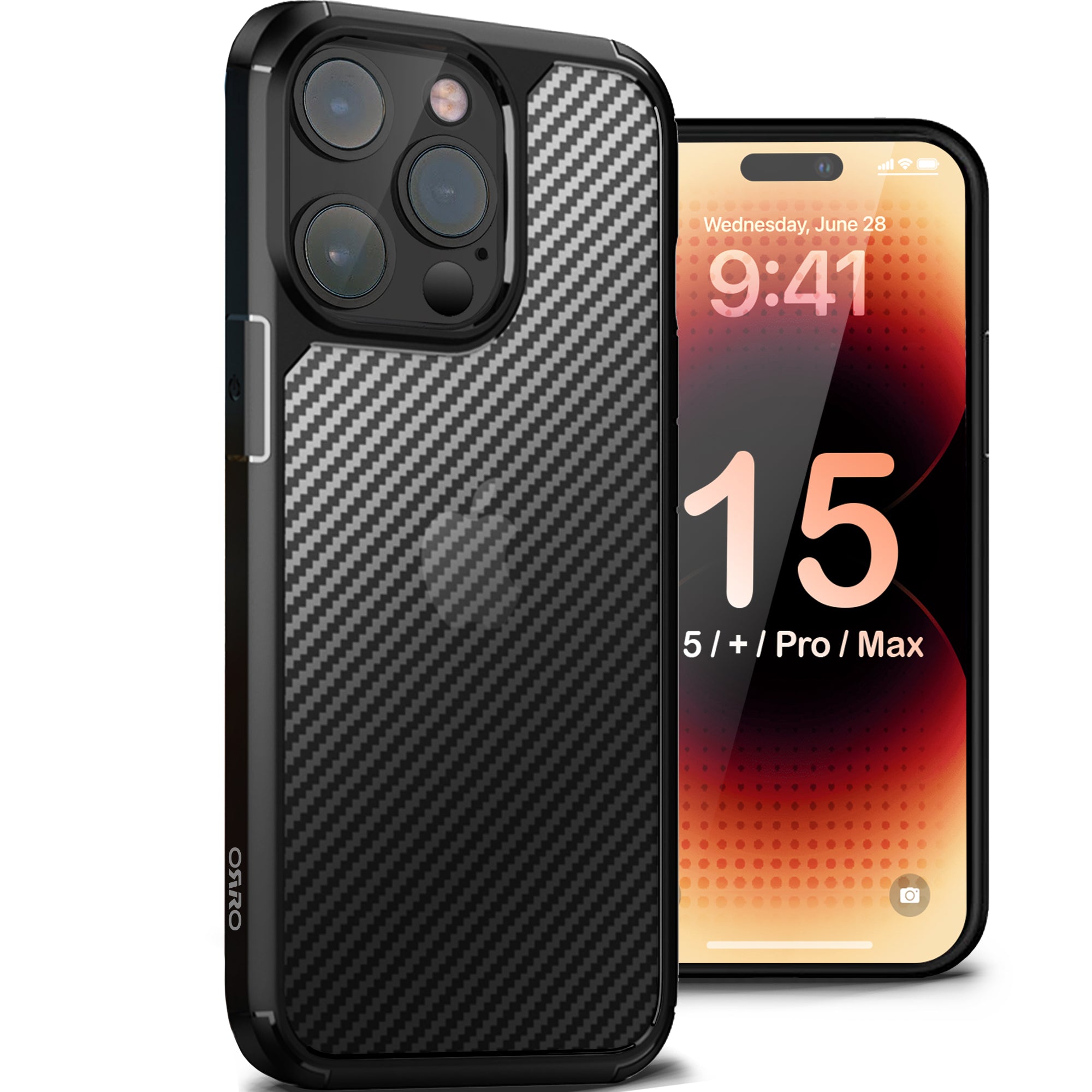 ORRO iPhone 15 Series Case - Clear Carbon Fibre Texture Case