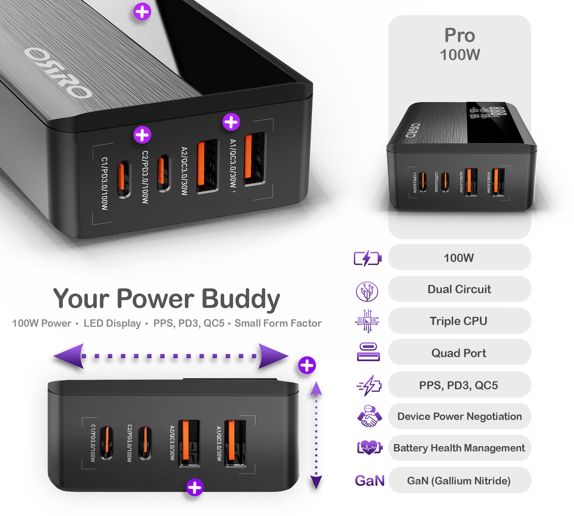 100W Desktop Fast Charger · Pro Plus Series
