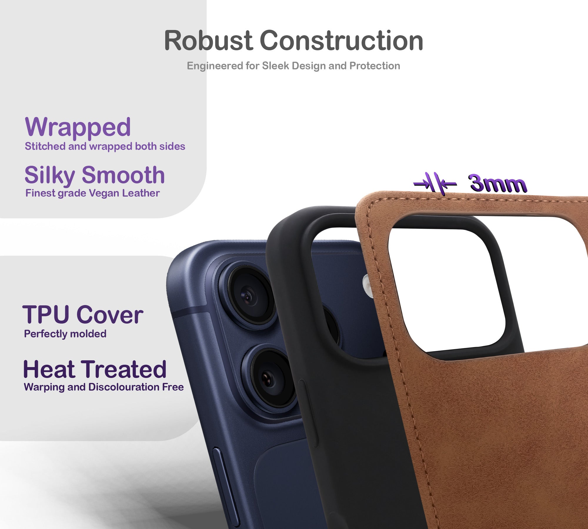 ORRO iPhone 17 Series Case - Vegan Leather Wallet Flip
