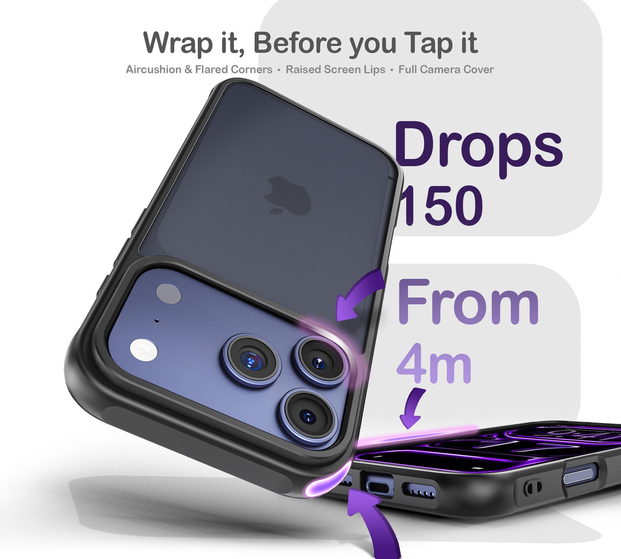 ORRO iPhone 17 Series Case - Black Edge Clear Back