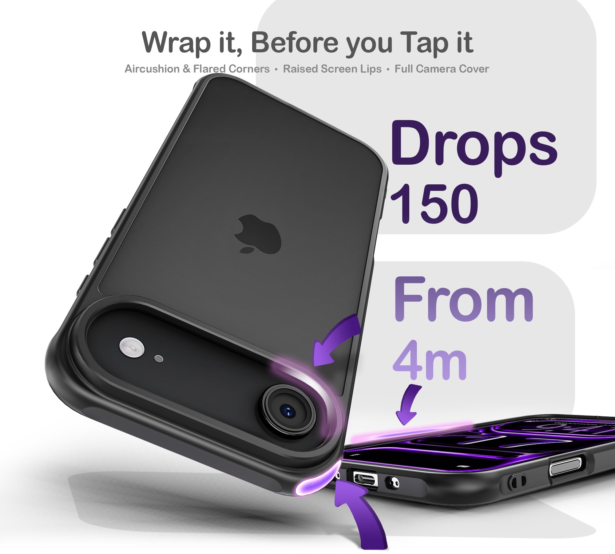 ORRO iPhone 17 Series Case - Black Edge Clear Back