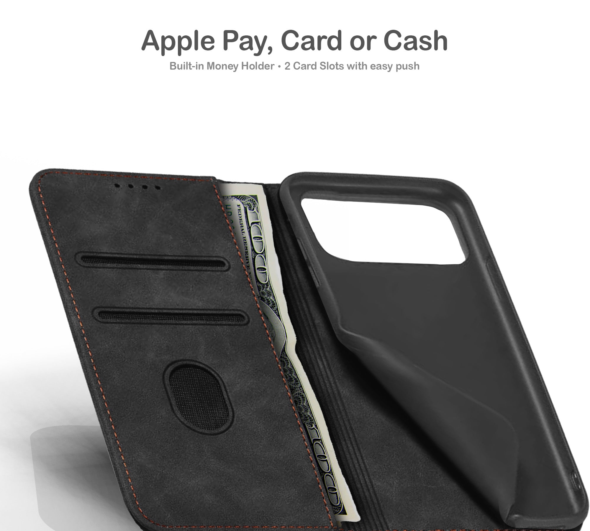 ORRO iPhone 17 Series Case - Vegan Leather Wallet Flip